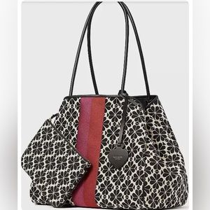 Like New ! Kate Spade Jacquard Flower Stripe Everything Tote Bag- Large-Pink.